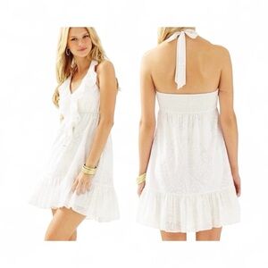 Lilly Pulitzer Arabella Halter Dress In Resort White – Size L